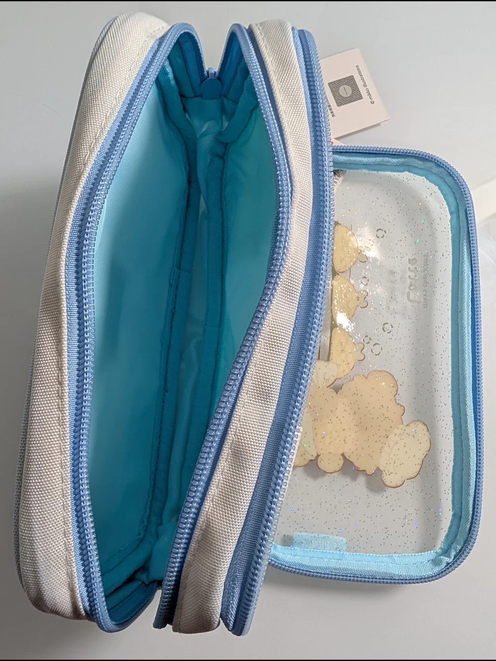 MINISO Mikko Latte Bear Glitter Pencil Case Pouch NWT